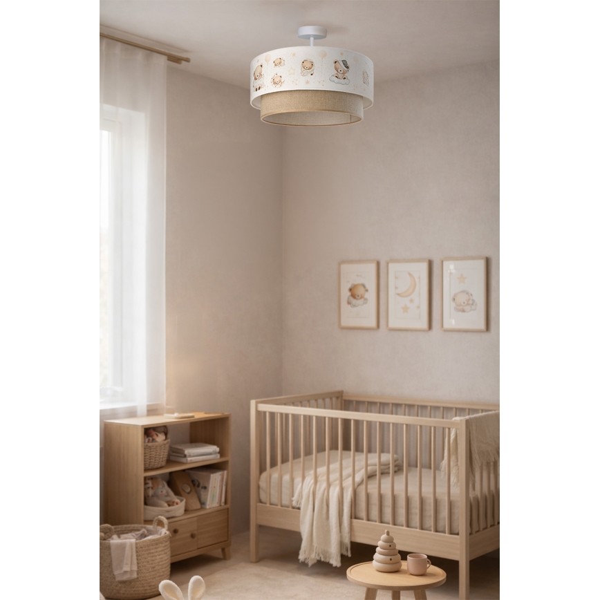 Brilagi - BOBO LED Children's flush-mount ceiling light 1xE27/60W/230V Ø 40 cm white/beige/teddy bears
