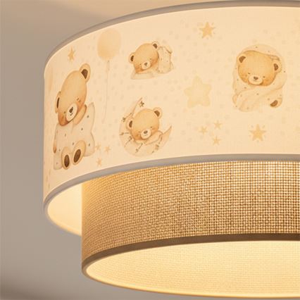 Brilagi - BOBO LED Children's flush-mount ceiling light 1xE27/60W/230V Ø 40 cm white/beige/teddy bears