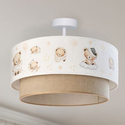 Brilagi - BOBO LED Children's flush-mount ceiling light 1xE27/60W/230V Ø 40 cm white/beige/teddy bears