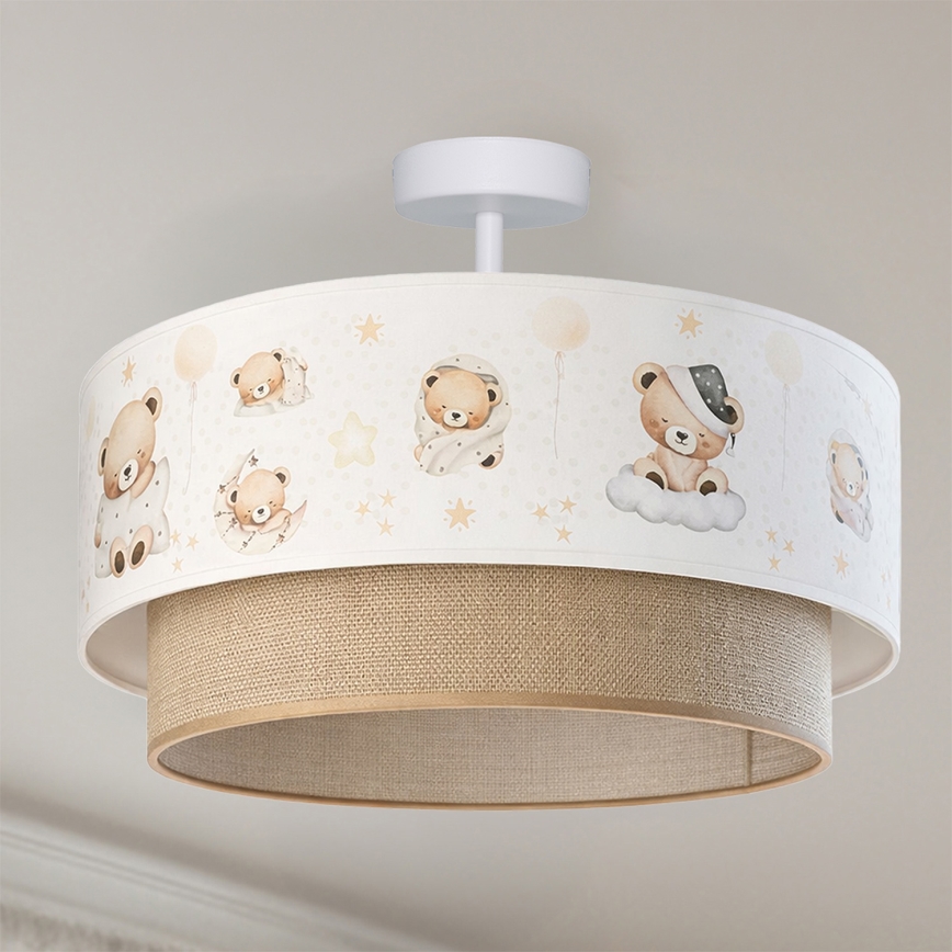Brilagi - BOBO LED Children's flush-mount ceiling light 1xE27/60W/230V Ø 40 cm white/beige/teddy bears