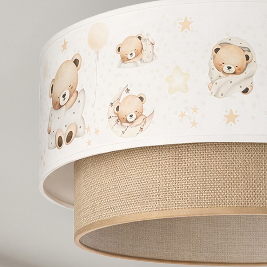 Brilagi - BOBO LED Children's flush-mount ceiling light 1xE27/60W/230V Ø 40 cm white/beige/teddy bears