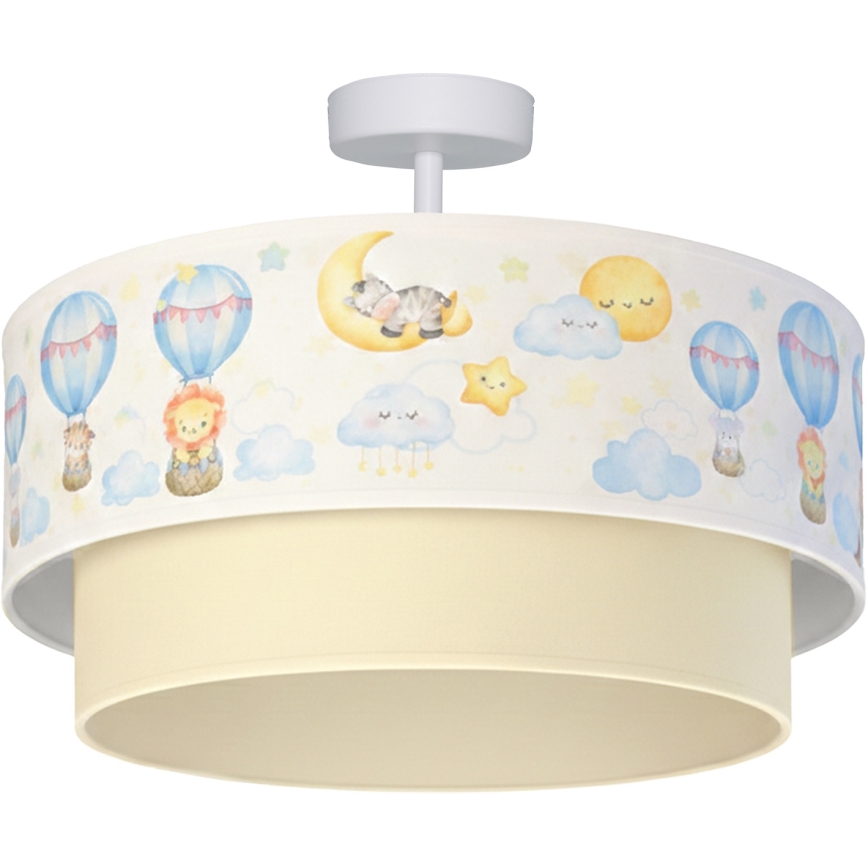 Brilagi - BOBO LED children's flush-mount ceiling light 1xE27/10W/230V, Ø 40 cm, white/beige with animal motifs