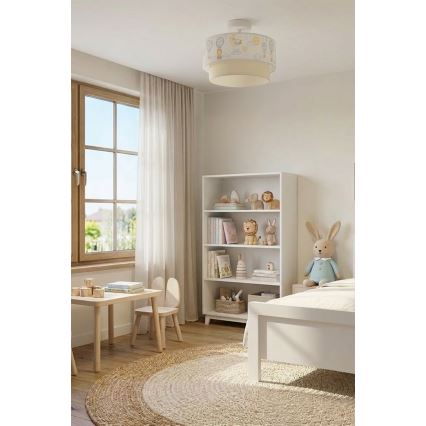 Brilagi - BOBO LED children's flush-mount ceiling light 1xE27/10W/230V, Ø 40 cm, white/beige with animal motifs