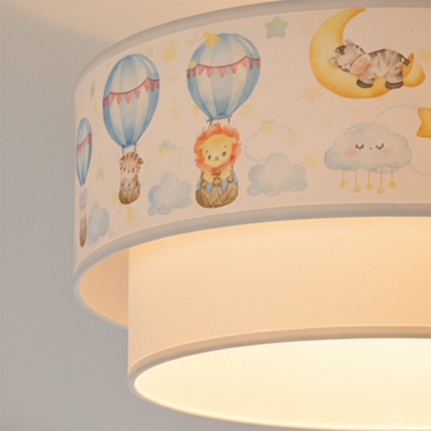 Brilagi - BOBO LED children's flush-mount ceiling light 1xE27/10W/230V, Ø 40 cm, white/beige with animal motifs