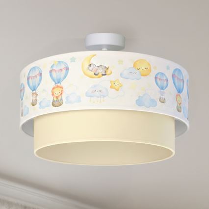 Brilagi - BOBO LED children's flush-mount ceiling light 1xE27/10W/230V, Ø 40 cm, white/beige with animal motifs