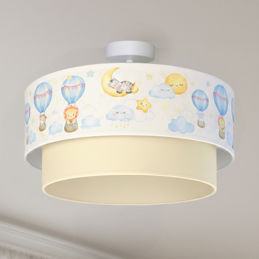 Brilagi - BOBO LED children's flush-mount ceiling light 1xE27/10W/230V, Ø 40 cm, white/beige with animal motifs