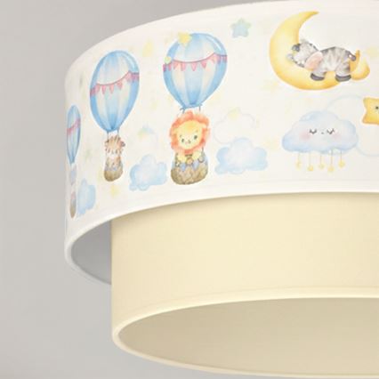 Brilagi - BOBO LED children's flush-mount ceiling light 1xE27/10W/230V, Ø 40 cm, white/beige with animal motifs
