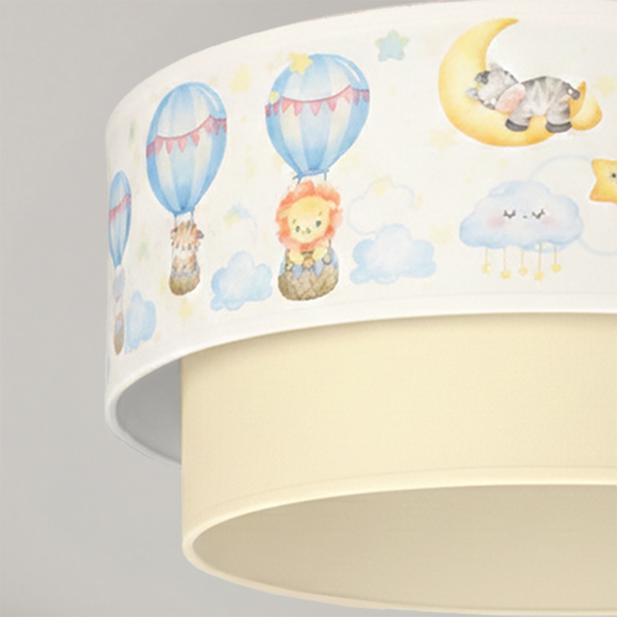 Brilagi - BOBO LED children's flush-mount ceiling light 1xE27/10W/230V, Ø 40 cm, white/beige with animal motifs