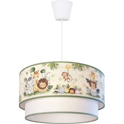 Brilagi - BOBO LED Children's Pendant on Cable, 1x E27, 10W, 230V, Ø 40 cm — Cream/Green/Jungle