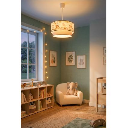 Brilagi - BOBO LED Children's Pendant on Cable, 1x E27, 10W, 230V, Ø 40 cm — Cream/Green/Jungle
