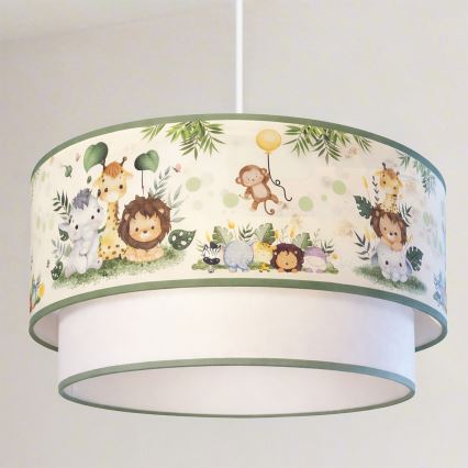 Brilagi - BOBO LED Children's Pendant on Cable, 1x E27, 10W, 230V, Ø 40 cm — Cream/Green/Jungle