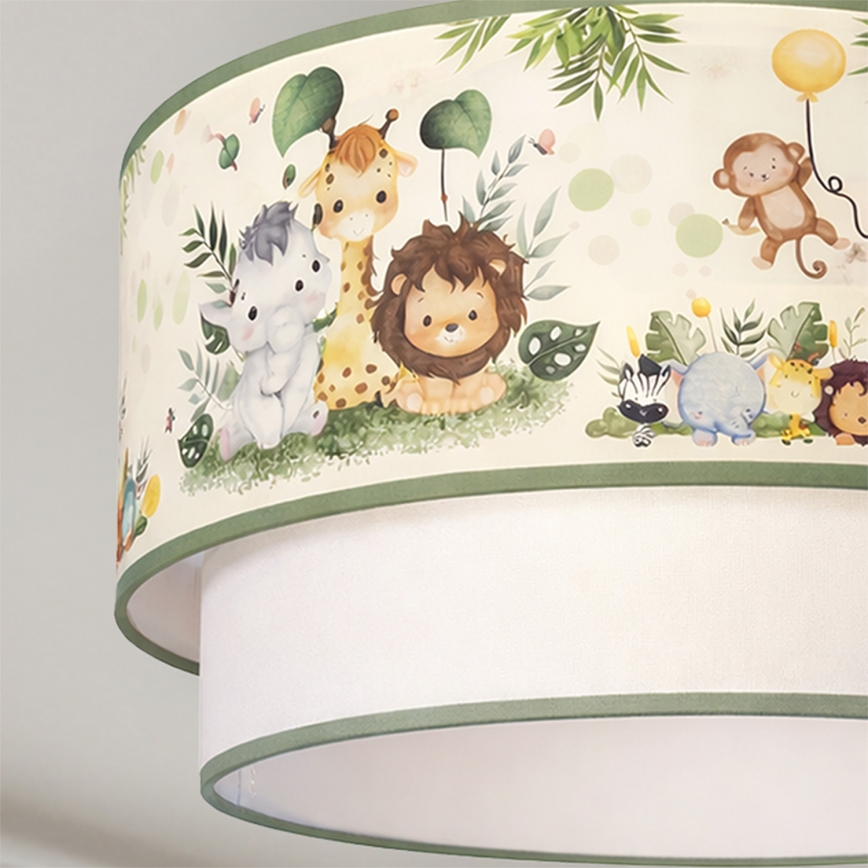 Brilagi - BOBO LED Children's Pendant on Cable, 1x E27, 10W, 230V, Ø 40 cm — Cream/Green/Jungle