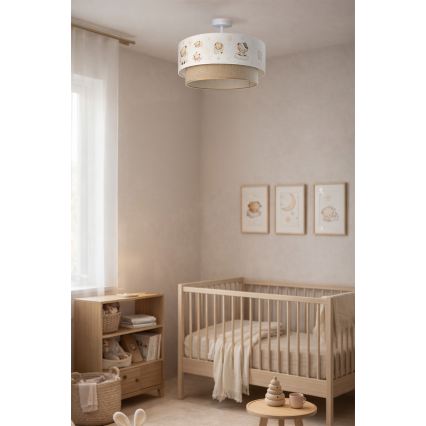 Brilagi - LED Kids' surface-mounted ceiling light BOBO 1xE27/10W/230V Ø 40 cm white/beige/teddy bears