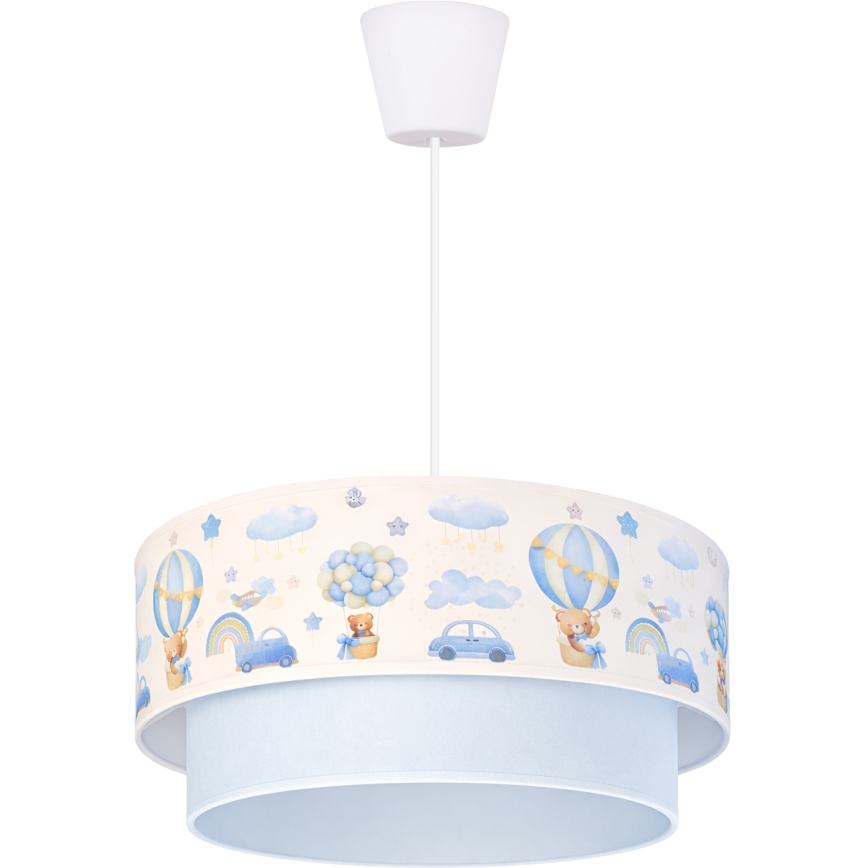 Brilagi - BOBO LED Kids' Pendant Light on Cord, 1xE27/60W/230V, dia. 40 cm, cream/blue/teddy bears