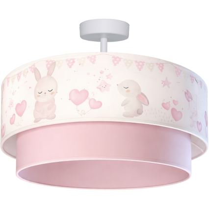 Brilagi - BOBO LED children's flush-mount ceiling light 1xE27/10W/230V Ø 40 cm cream/pink/bunnies