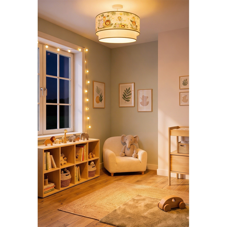Brilagi - BOBO LED Children's Flush-Mount Ceiling Light 1xE27/10W/230V Ø 40 cm cream/green/jungle