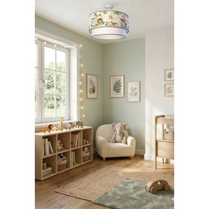 Brilagi - BOBO LED Children's Flush-Mount Ceiling Light 1xE27/10W/230V Ø 40 cm cream/green/jungle