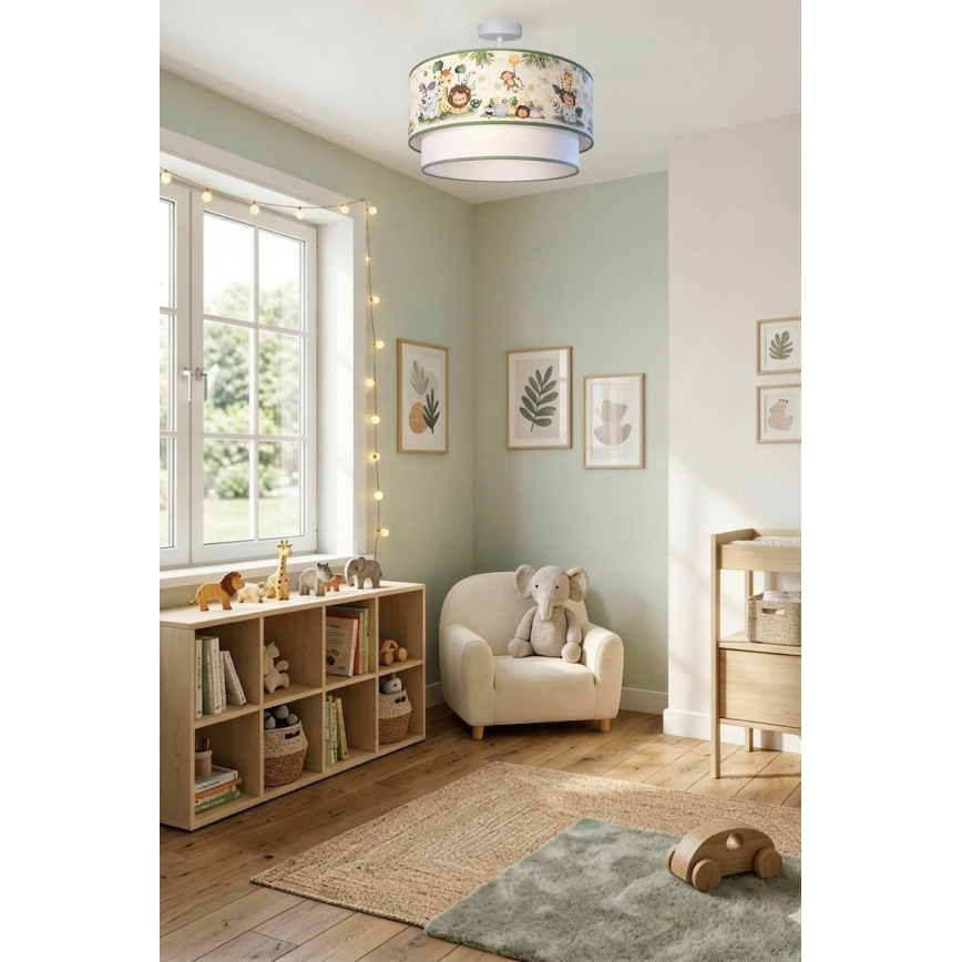 Brilagi - BOBO LED Children's Flush-Mount Ceiling Light 1xE27/10W/230V Ø 40 cm cream/green/jungle