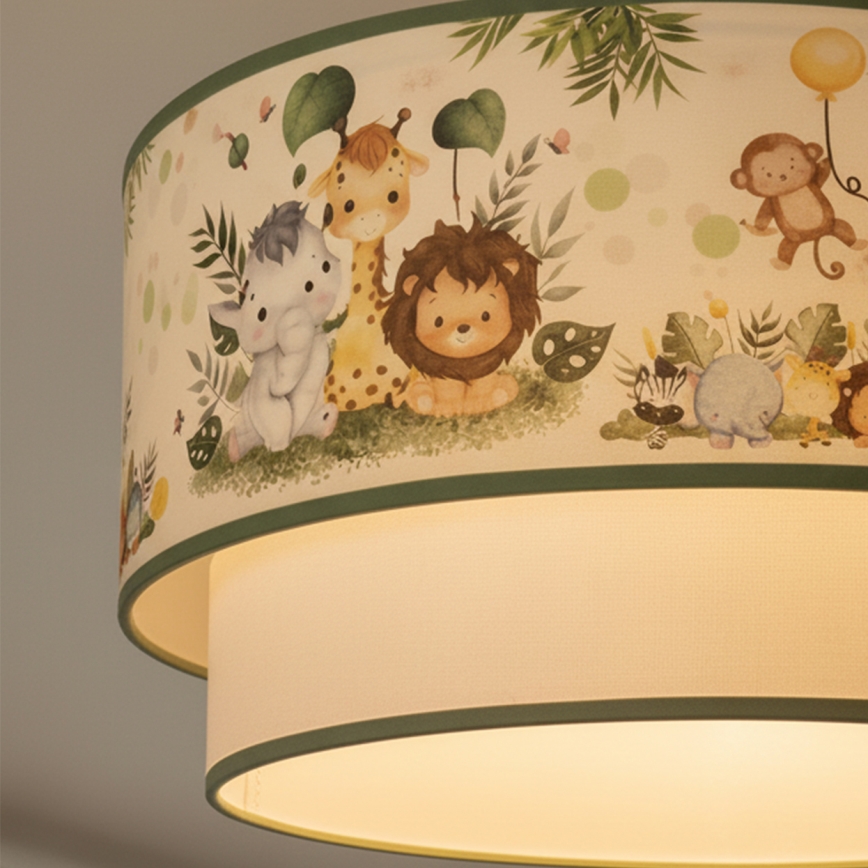 Brilagi - BOBO LED Children's Flush-Mount Ceiling Light 1xE27/10W/230V Ø 40 cm cream/green/jungle