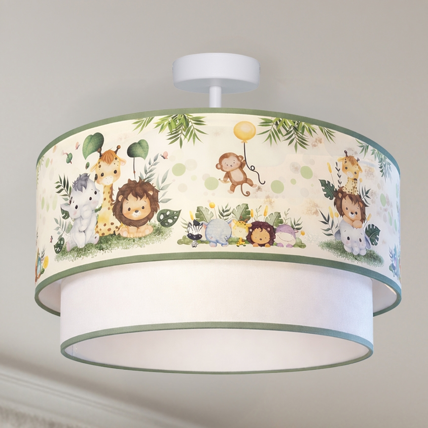 Brilagi - BOBO LED Children's Flush-Mount Ceiling Light 1xE27/10W/230V Ø 40 cm cream/green/jungle