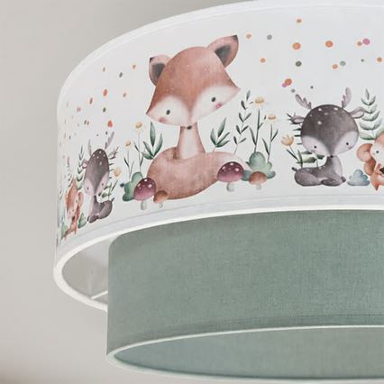 Brilagi - BOBO LED Children's Surface-Mounted Ceiling Light 1xE27/60W/230V Ø 40 cm white/green with animal motifs