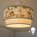 Brilagi-LED BOBO Kids' Surface-Mounted Ceiling Light 1xE27/60W/230V Ø40 cm cream/green/jungle