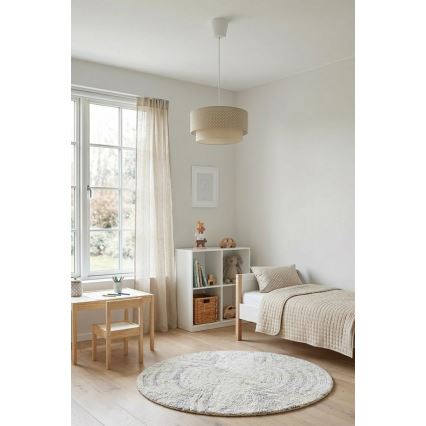 Brilagi - LED pendant light on cord BOHO BOBO 1xE27/60W/230V Ø 40 cm polka dots beige/cream