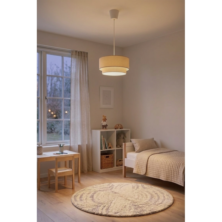 Brilagi - LED Pendant Lamp on Cord BOHO BOBO 1xE27/10W/230V Ø 40 cm polka dots beige/cream