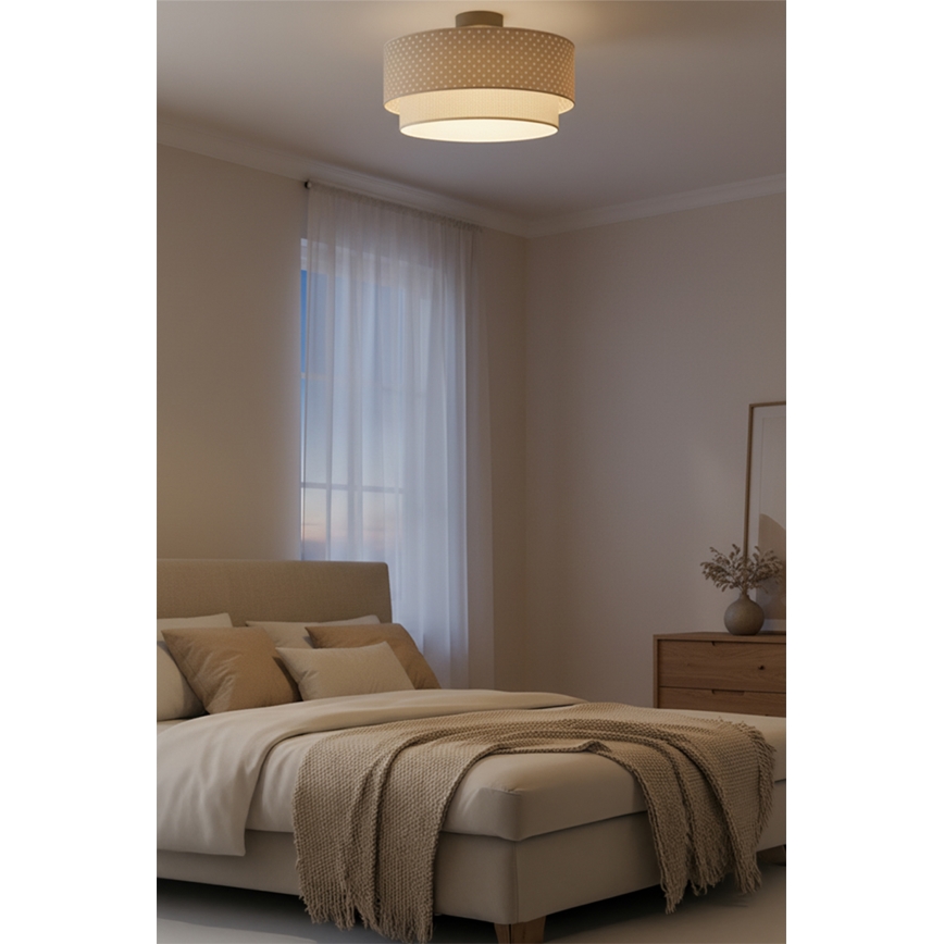 Brilagi - BOHO BOBO LED Flush-Mount Chandelier 1xE27/10W/230V, Ø 40 cm, polka dots, beige/cream