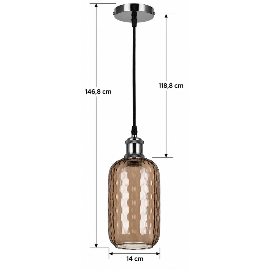 BRILAGI - LED pendant on cable RETRO GLASS 1xE27/60W/230V Ø 14 cm black/smoked brown