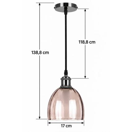 BRILAGI - LED pendant on cable RETRO GLASS 1xE27/60W/230V Ø 17 cm black/smoky beige