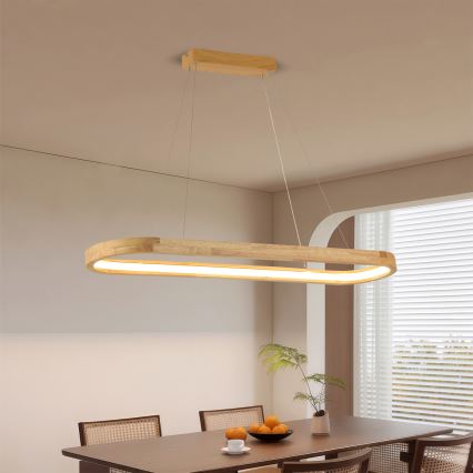 Brilagi - LED Cable-Hung Pendant UMEA WOOD LED/40W/230V 90x22 cm rubberwood