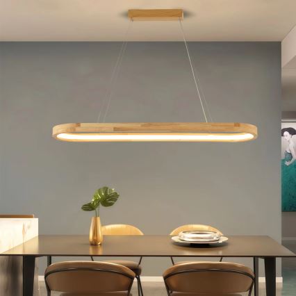 Brilagi - LED Cable-Hung Pendant UMEA WOOD LED/40W/230V 90x22 cm rubberwood