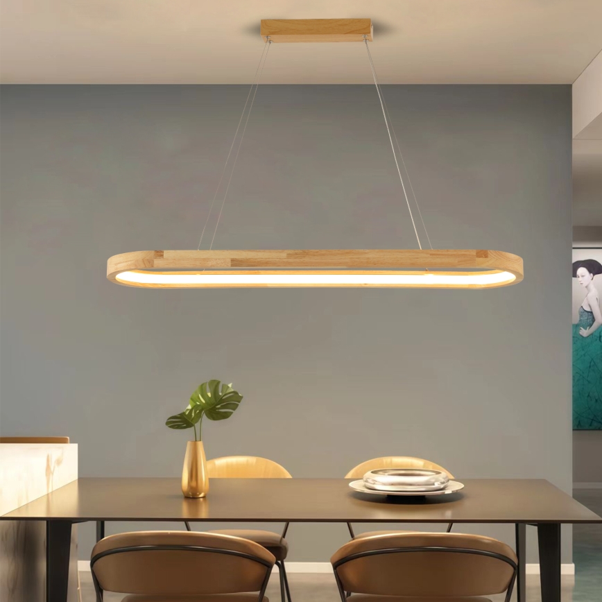 Brilagi - LED Cable-Hung Pendant UMEA WOOD LED/40W/230V 90x22 cm rubberwood