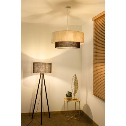 Brilagi - LED Cable Pendant BOHO STYLE 3× E27 / 15W / 230V Ø 60 cm Cream/Brown