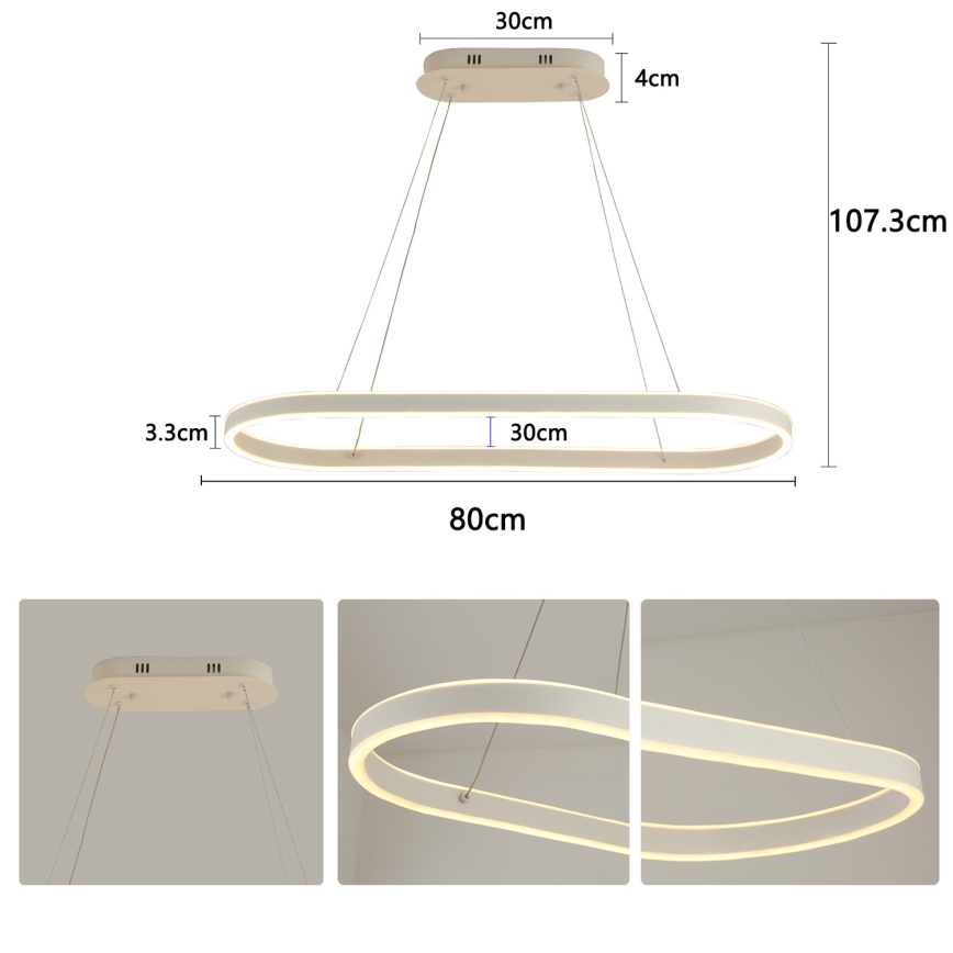 Brilagi - LED cable pendant PONDIE LED/45W/230V 80x30 cm white