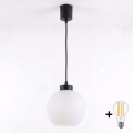 BRILAGI - LED Cable Pendant RETRO GLASS 1x E27/60W/230V Ø 15 cm black/white