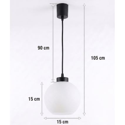 BRILAGI - LED Cable Pendant RETRO GLASS 1x E27/60W/230V Ø 15 cm black/white