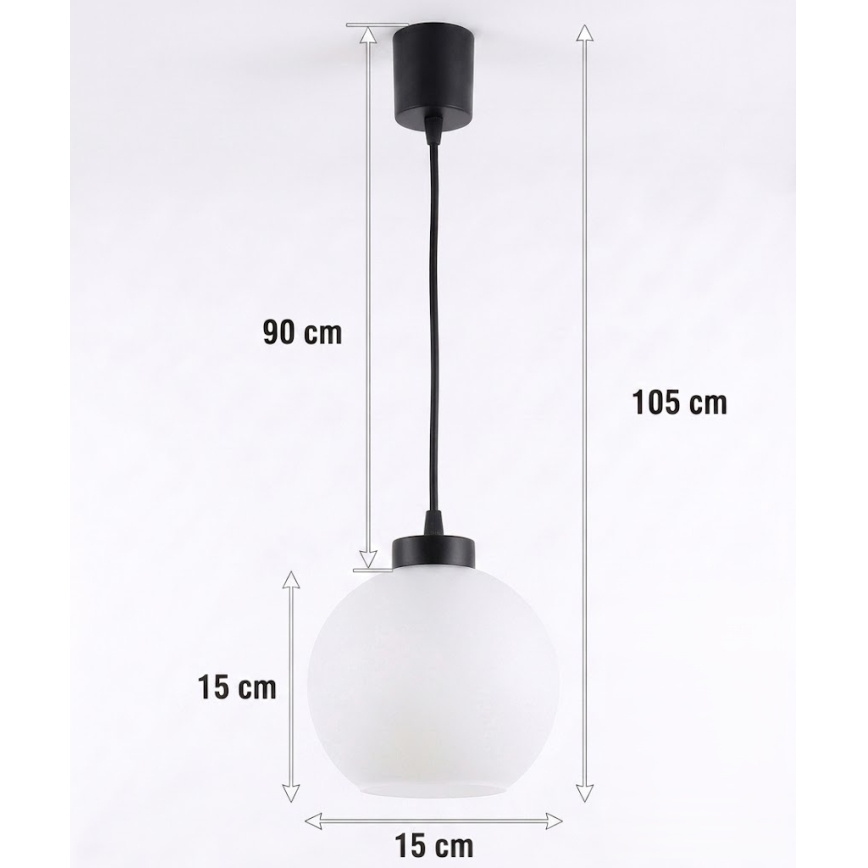 BRILAGI - LED Cable Pendant RETRO GLASS 1x E27/60W/230V Ø 15 cm black/white