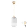 BRILAGI - LED Cable Pendant RETRO GLASS 1xE27/60W/230V Ø 14 cm Beige/White