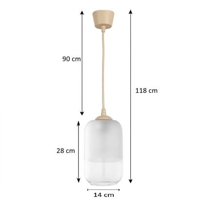 BRILAGI - LED Cable Pendant RETRO GLASS 1xE27/60W/230V Ø 14 cm Beige/White