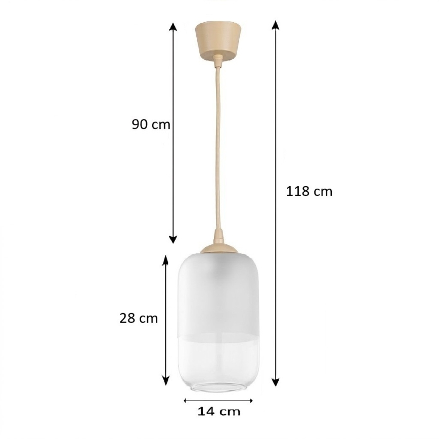 BRILAGI - LED Cable Pendant RETRO GLASS 1xE27/60W/230V Ø 14 cm Beige/White