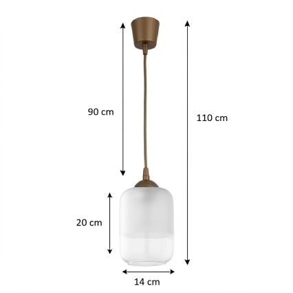 BRILAGI - LED cable pendant RETRO GLASS 1xE27/60W/230V Ø 14 cm brown/white