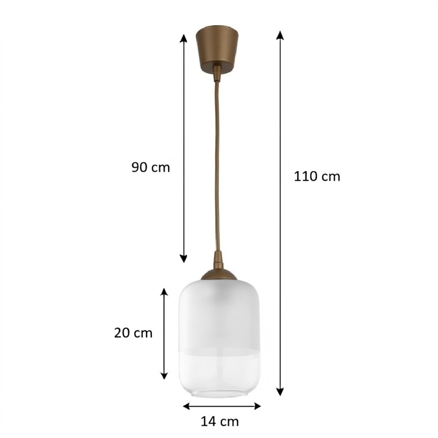 BRILAGI - LED cable pendant RETRO GLASS 1xE27/60W/230V Ø 14 cm brown/white