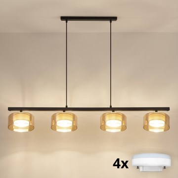 Brilagi - LED Cable-suspended chandelier AURA LUX 4xGX53/30W/230V black/gold