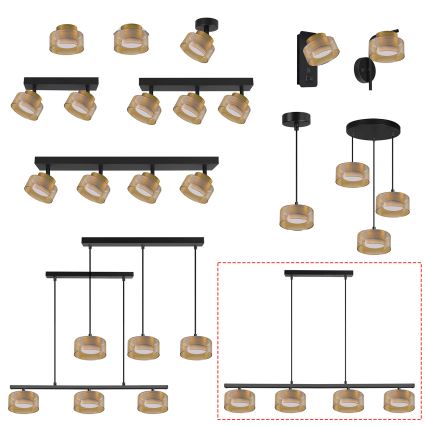 Brilagi - LED Cable-suspended chandelier AURA LUX 4xGX53/30W/230V black/gold