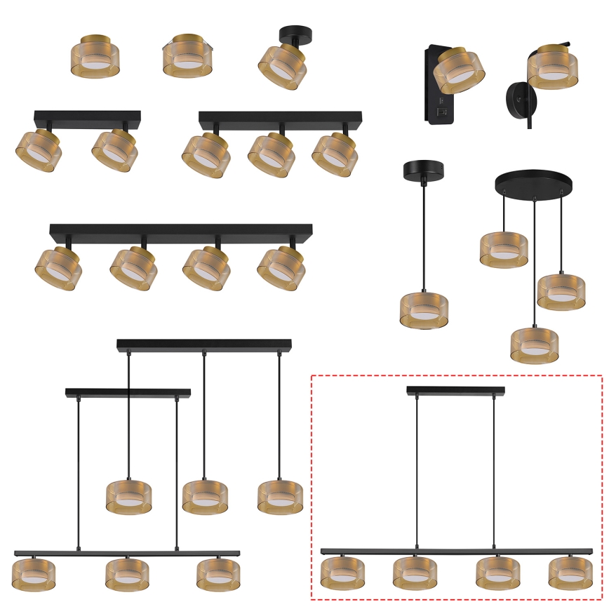 Brilagi - LED Cable-suspended chandelier AURA LUX 4xGX53/30W/230V black/gold