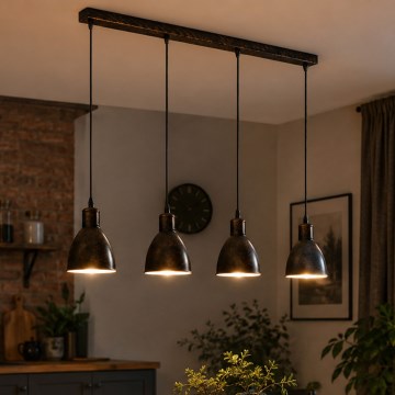 Brilagi - LED Cable-Suspended Chandelier RIDDY 4xE27/60W/230V copper/patina