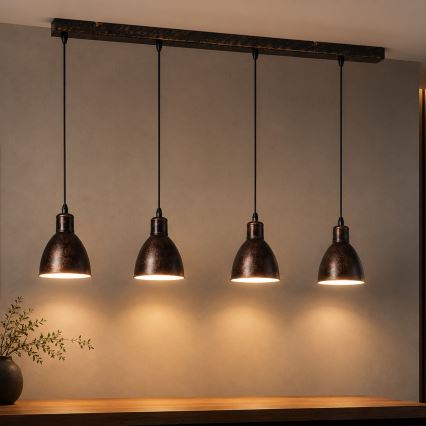 Brilagi - LED Cable-Suspended Chandelier RIDDY 4xE27/60W/230V copper/patina