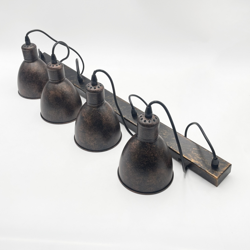 Brilagi - LED Cable-Suspended Chandelier RIDDY 4xE27/60W/230V copper/patina
